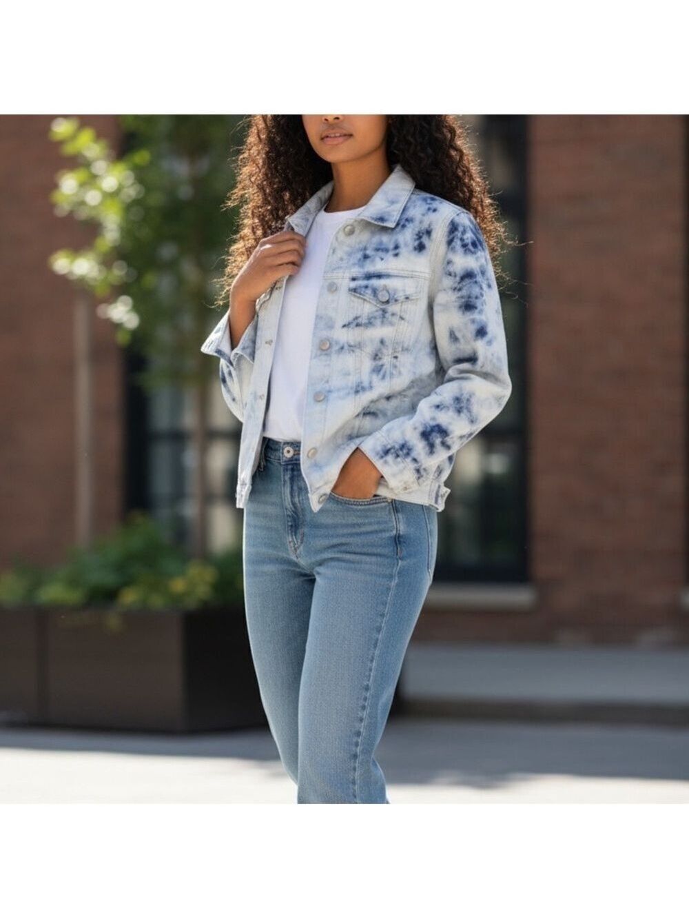Black Tape Denim Tie-Dye Jacket Size M Blue/White NWT